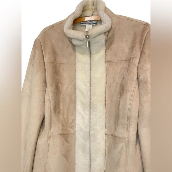 NINE & COMPANY Vintage 90s Faux Suede & Fur Coat Womens Size 14 EUC - Picture 4 of 8